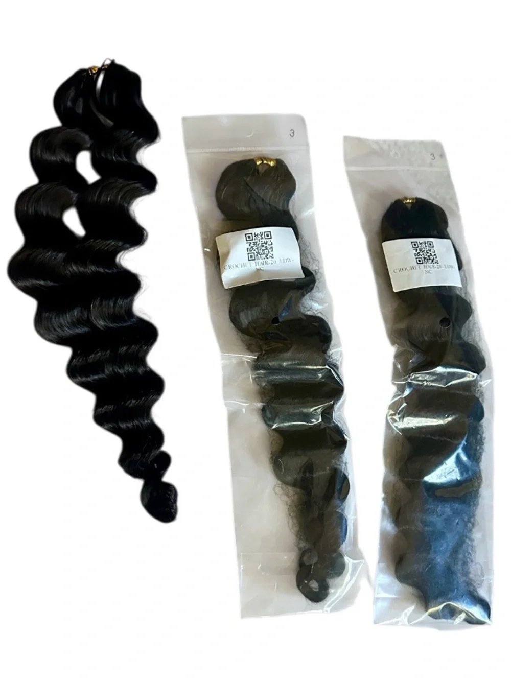 HUMAN HAIR Black Loose Deep Wave Crotchet Hair  Miracle Knots- Natural Black